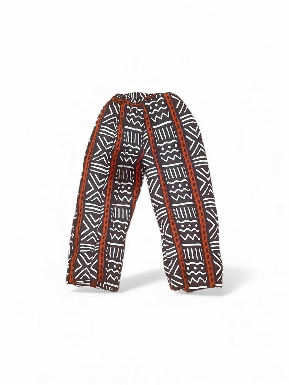 Boho Straight-Leg Printed Pants - Brown & White